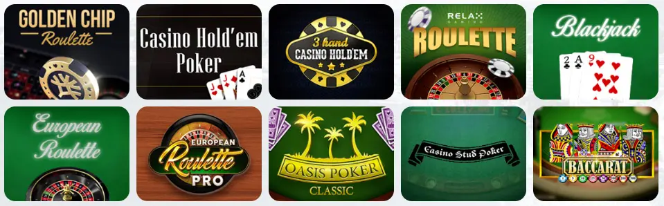 Jeux de table au Casoo Casino